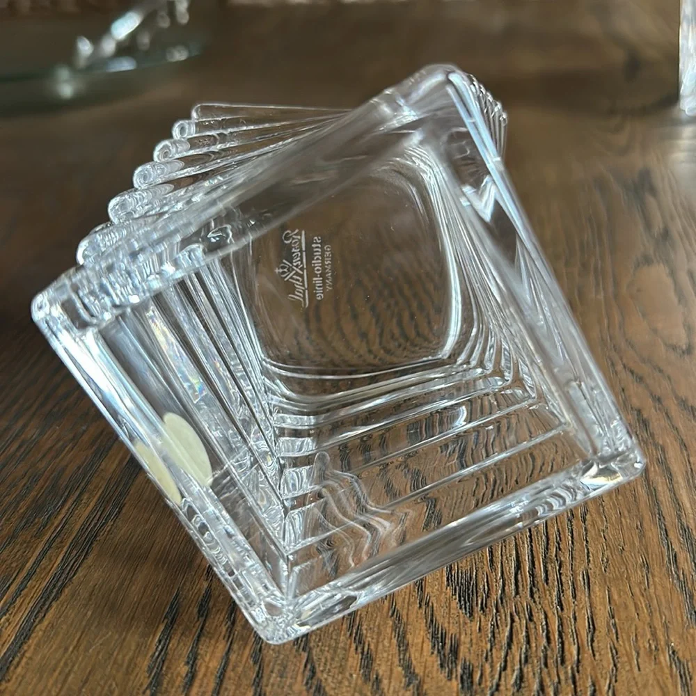 Rosenthal Studio Linie Signed Square Twisted Turnus Stacked Crystal Vase 3.5